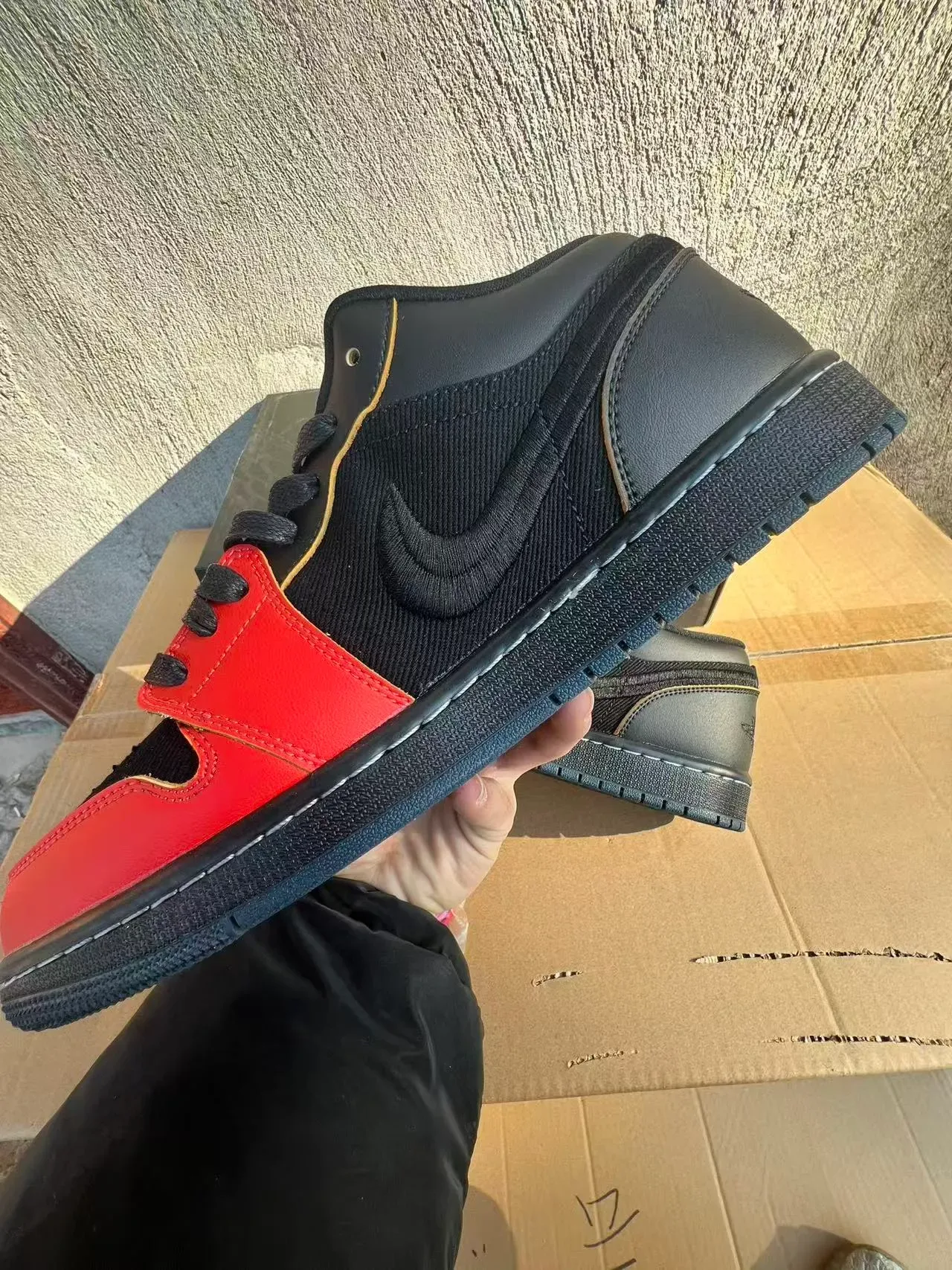 Nike Air Jordan 1 Low Black Red Gold Lifestyle Sneakers 5