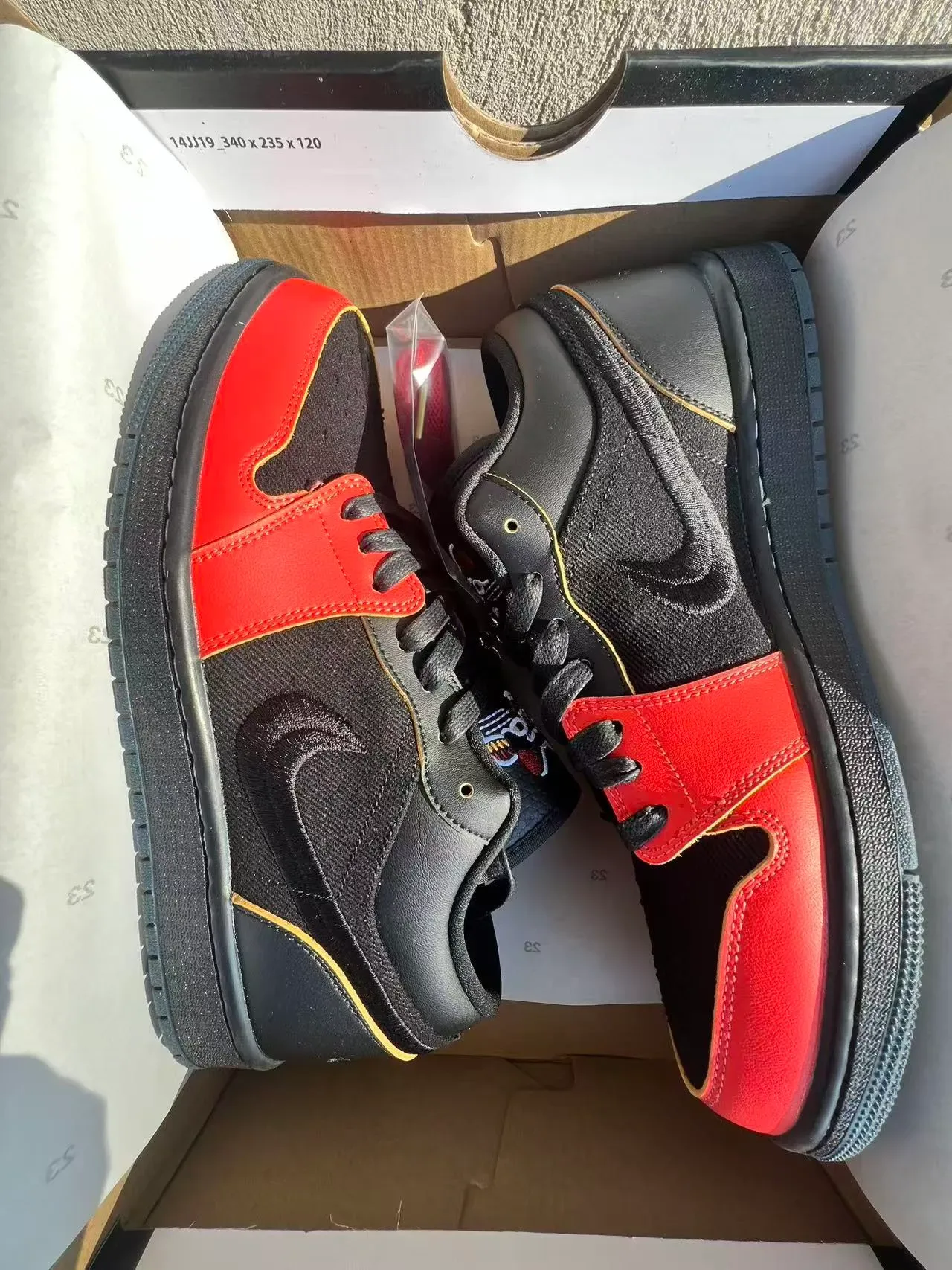 Nike Air Jordan 1 Low Black Red Gold Lifestyle Sneakers 9