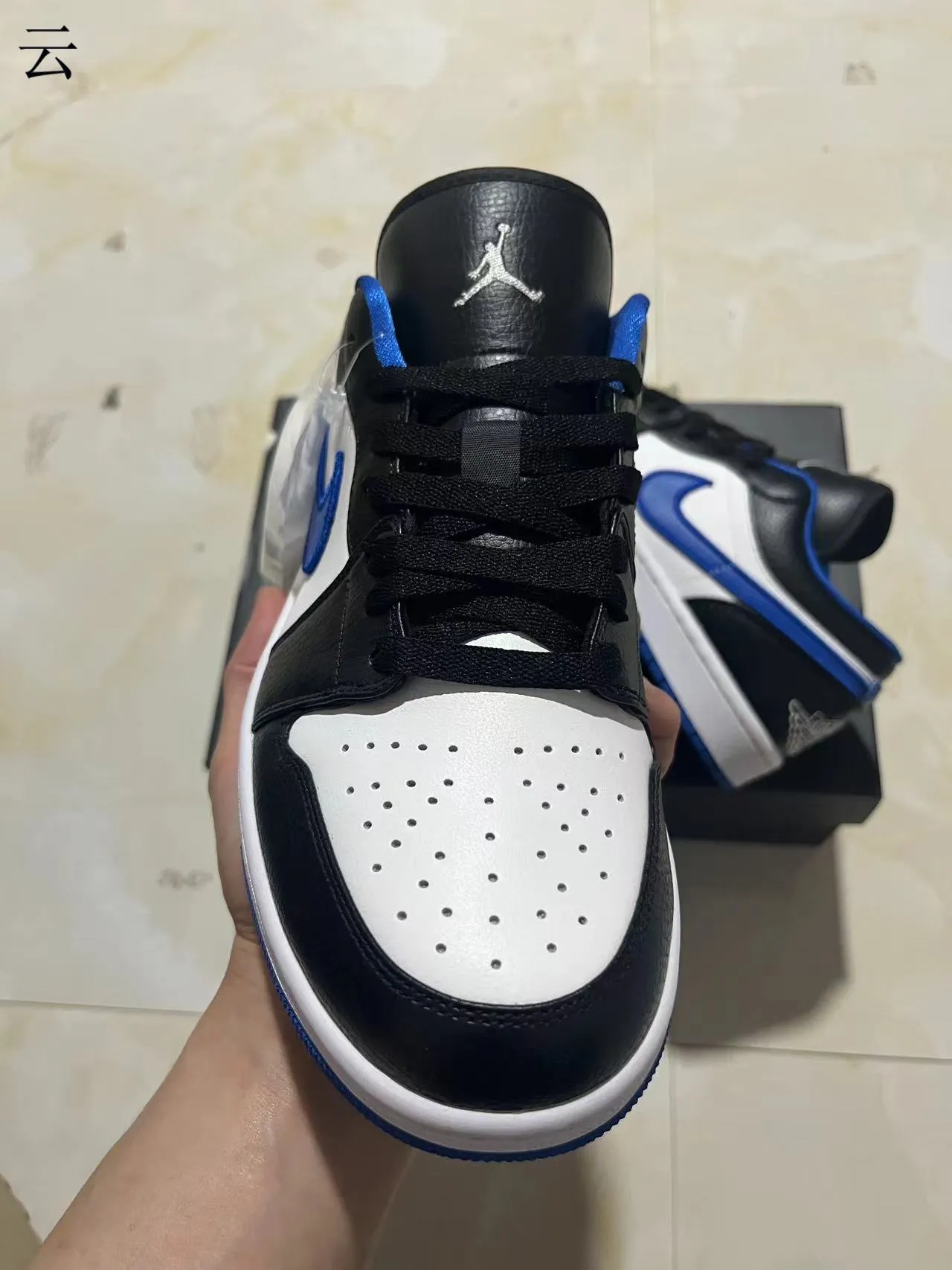 Nike Air Jordan 1 Low Black White Royal Blue Lifestyle Sneakers 11