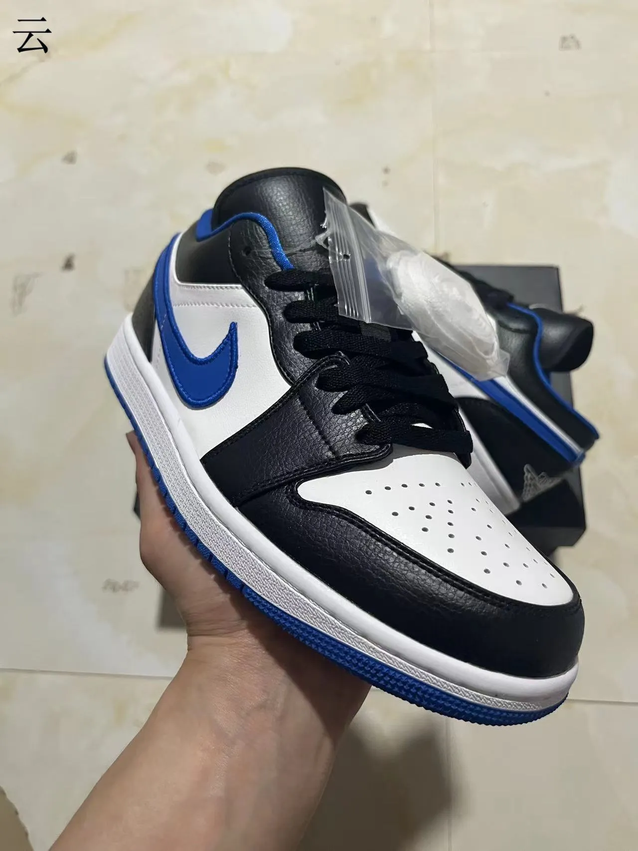 Nike Air Jordan 1 Low Black White Royal Blue Lifestyle Sneakers 12