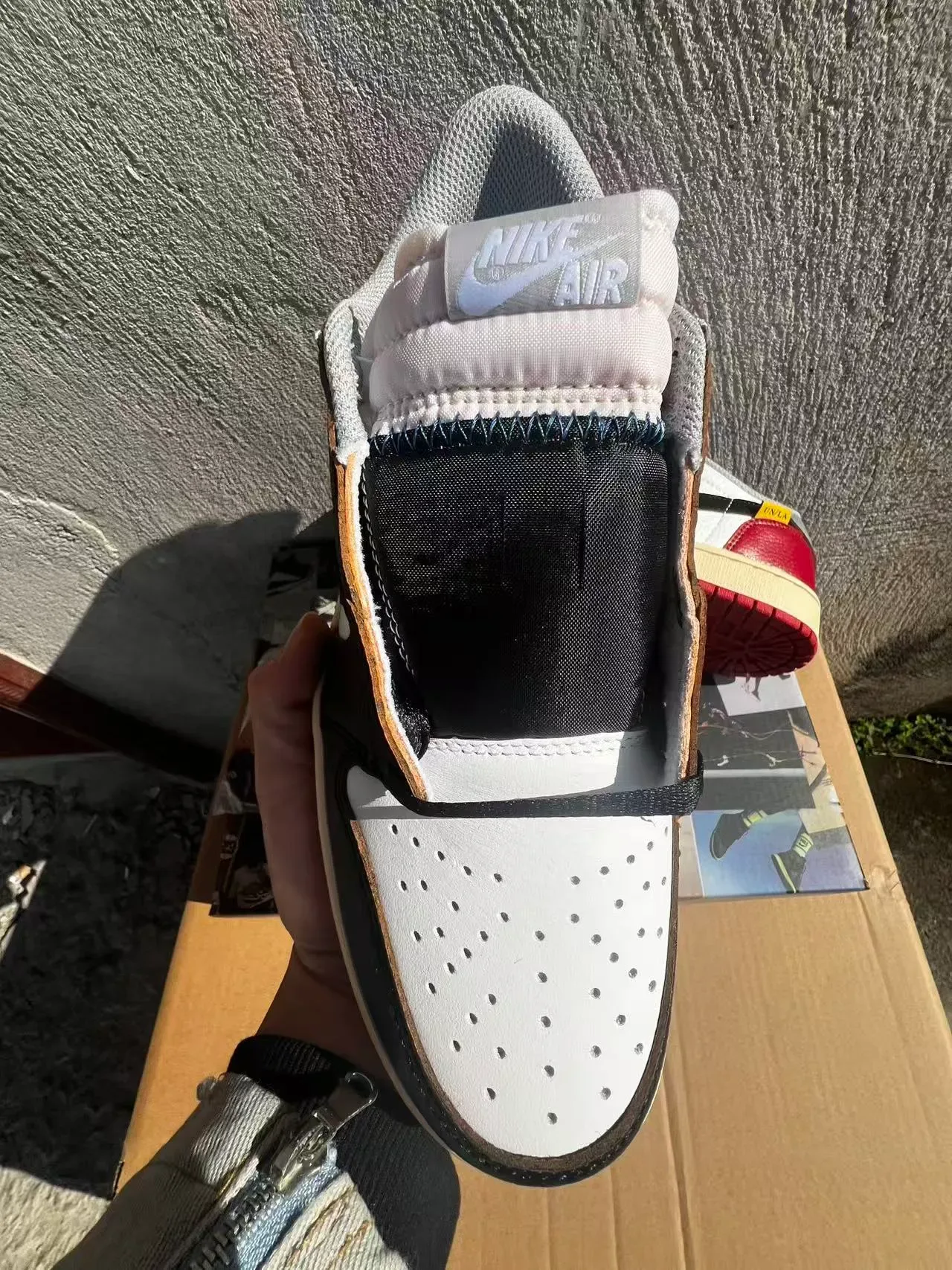 Nike Air Jordan 1 Low Leather Panel White Black Red Lifestyle Sneakers 3