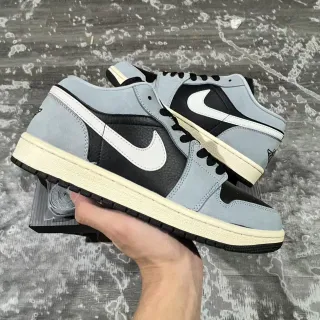 Nike Air Jordan 1 Low Light Gray Black Cream Lifestyle Sneakers