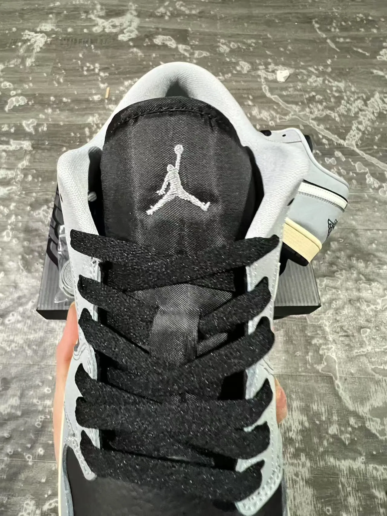 Nike Air Jordan 1 Low Light Gray Black Cream Lifestyle Sneakers 4