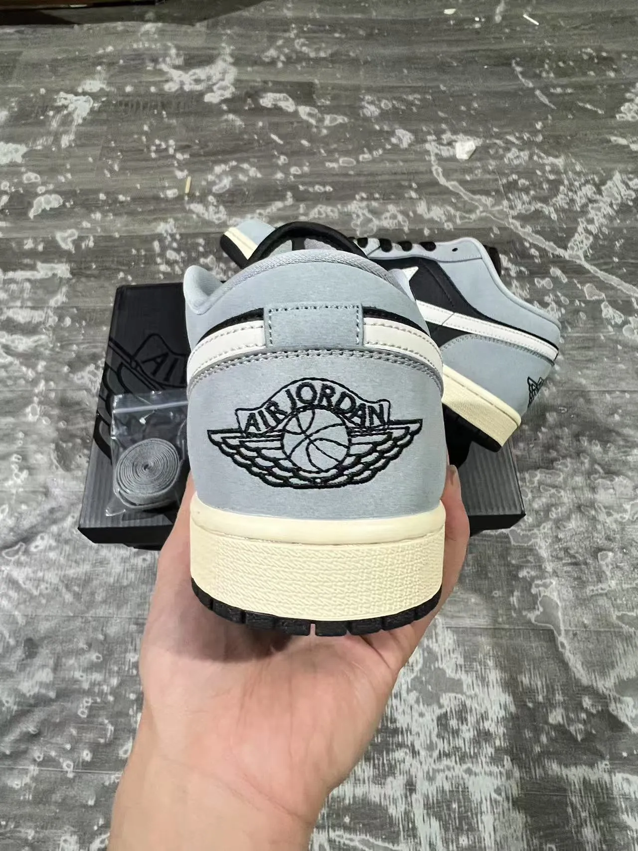 Nike Air Jordan 1 Low Light Gray Black Cream Lifestyle Sneakers 8