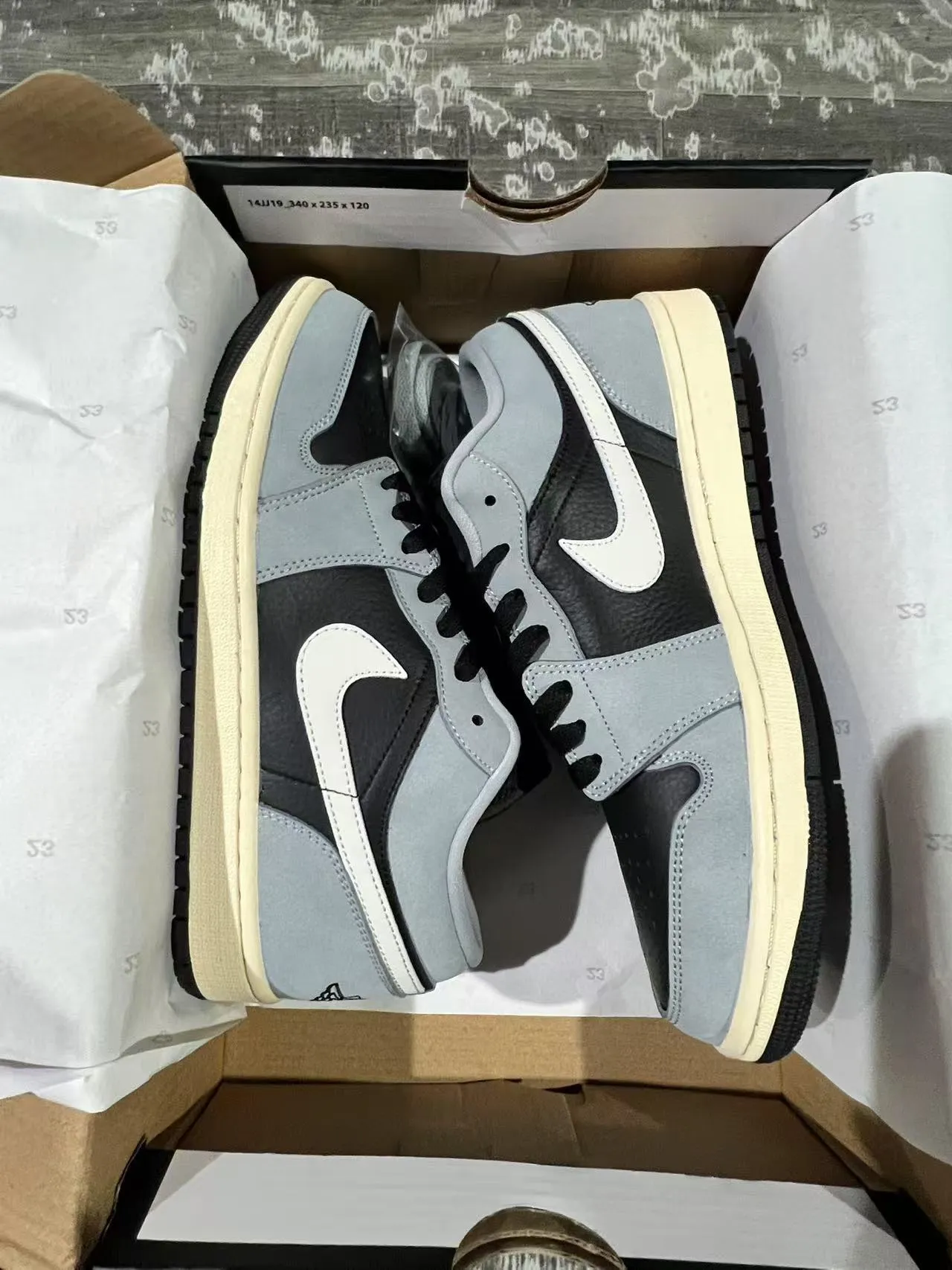 Nike Air Jordan 1 Low Light Gray Black Cream Lifestyle Sneakers 9