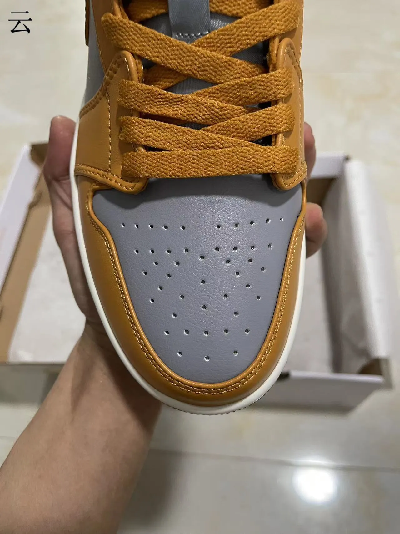 Nike Air Jordan 1 Low Mustard and Gray Lifestyle Sneakers 3