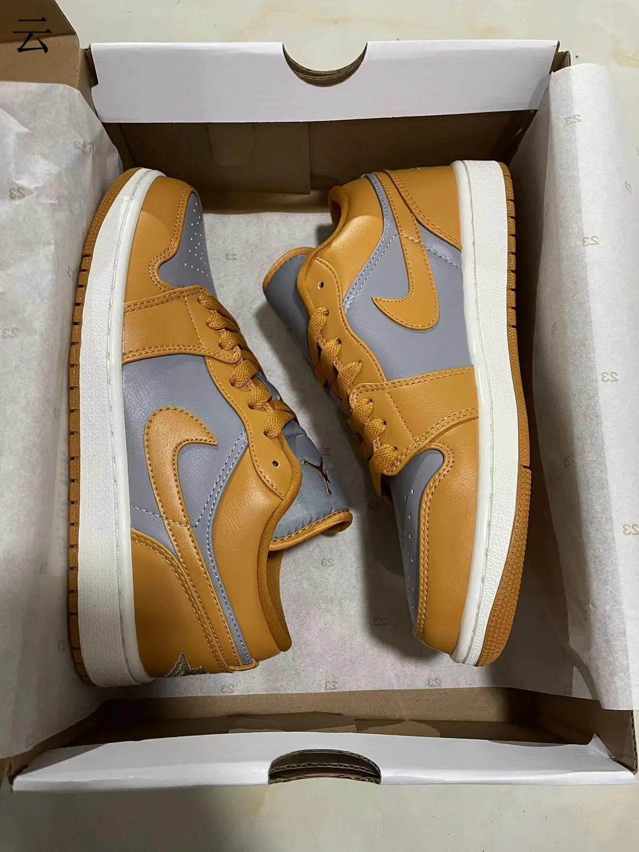 Nike Air Jordan 1 Low Mustard and Gray Lifestyle Sneakers 7