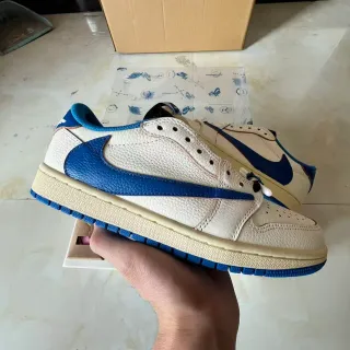 Nike Air Jordan 1 Low Off-White and Royal Blue Lifestyle Sneakers