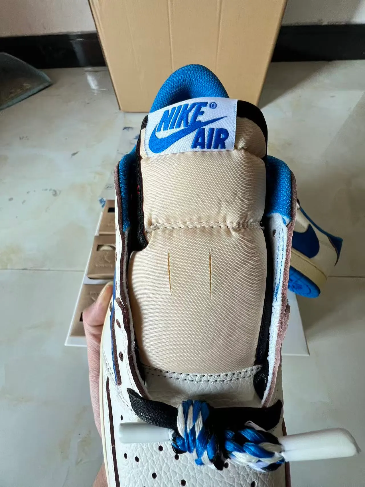 Nike Air Jordan 1 Low Off-White and Royal Blue Lifestyle Sneakers 4