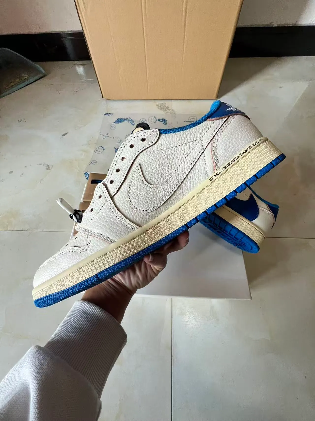 Nike Air Jordan 1 Low Off-White and Royal Blue Lifestyle Sneakers 5