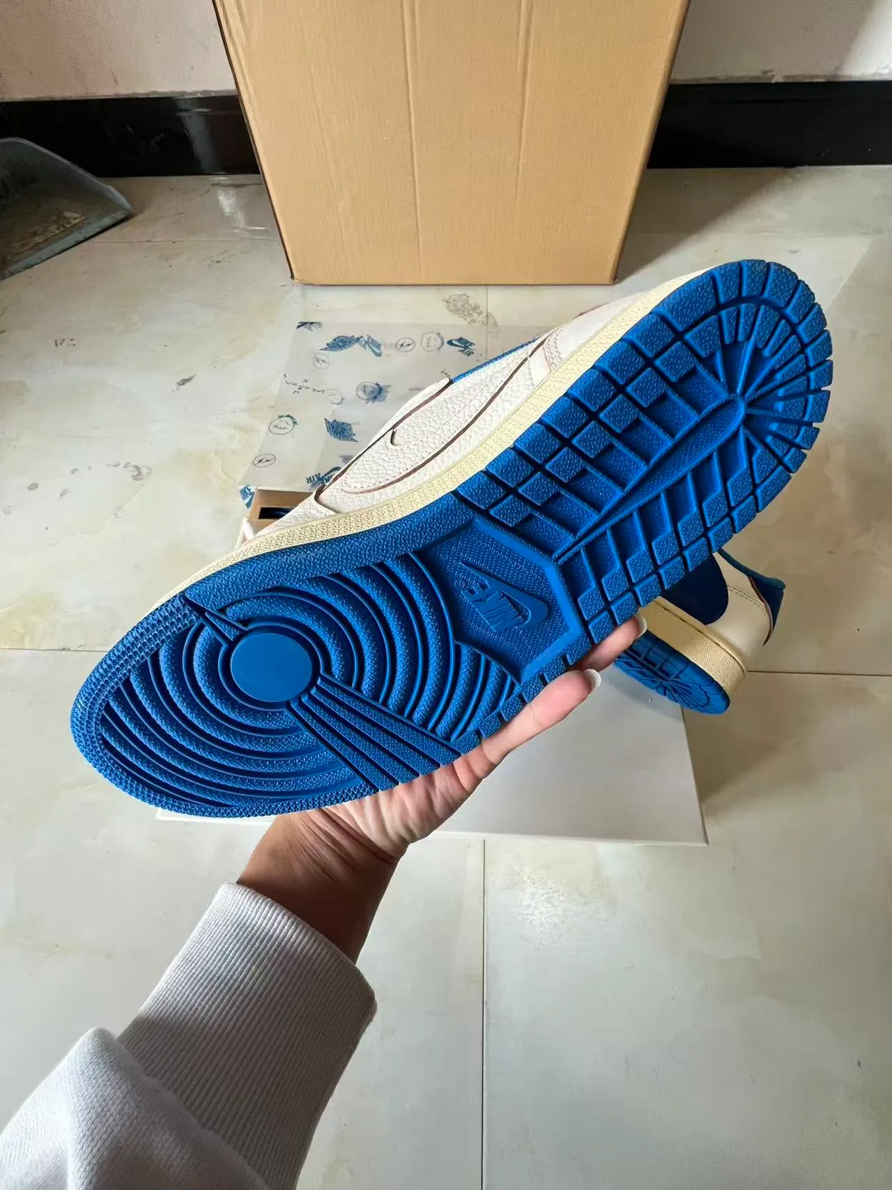 Nike Air Jordan 1 Low Off-White and Royal Blue Lifestyle Sneakers 6
