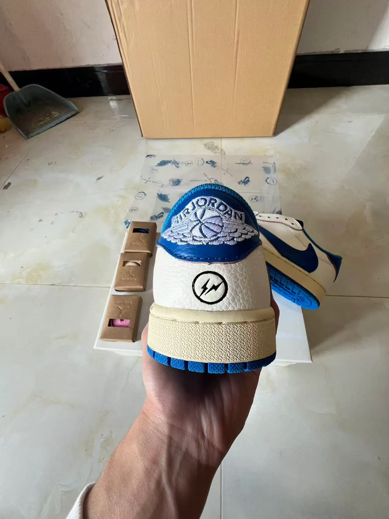 Nike Air Jordan 1 Low Off-White and Royal Blue Lifestyle Sneakers 8