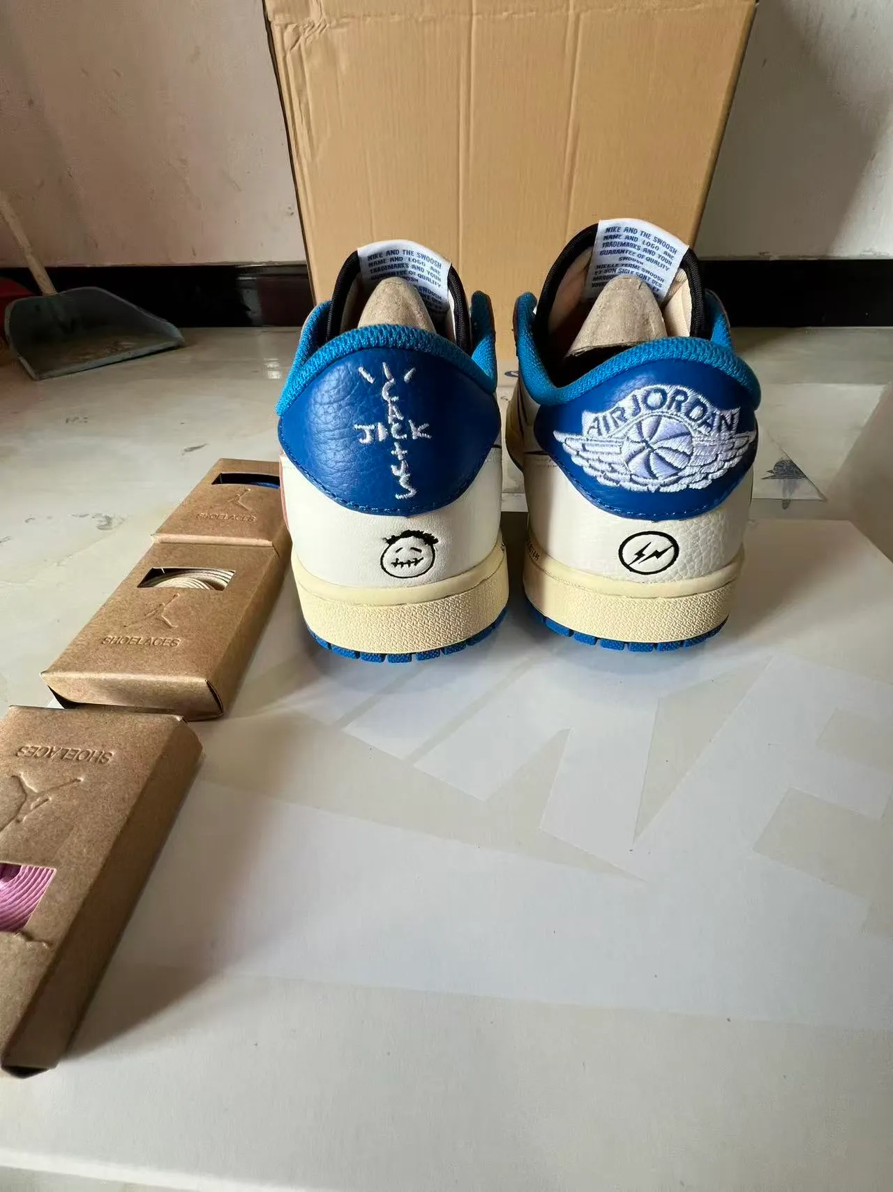 Nike Air Jordan 1 Low Off-White and Royal Blue Lifestyle Sneakers 9
