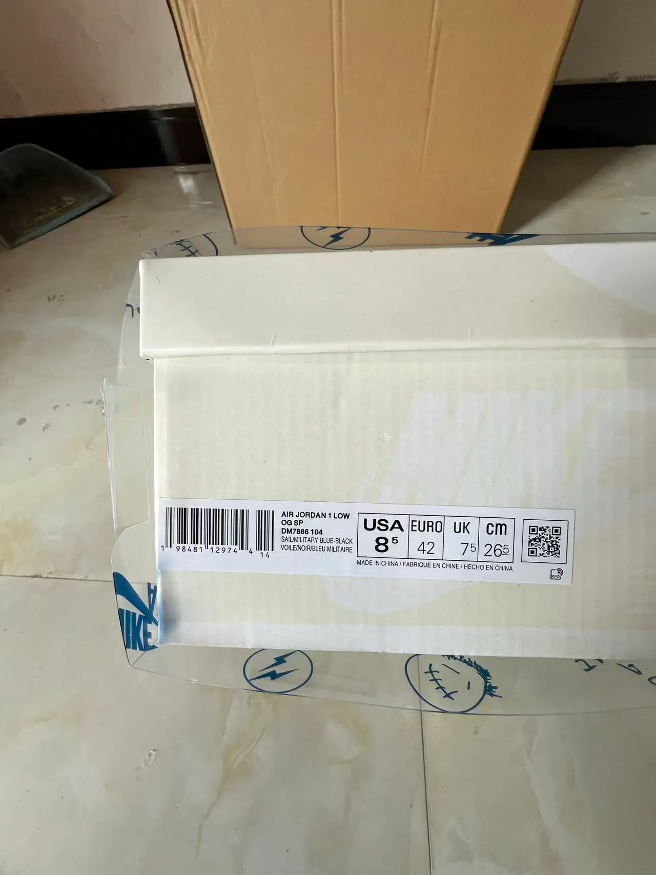 Nike Air Jordan 1 Low Off-White and Royal Blue Lifestyle Sneakers 11