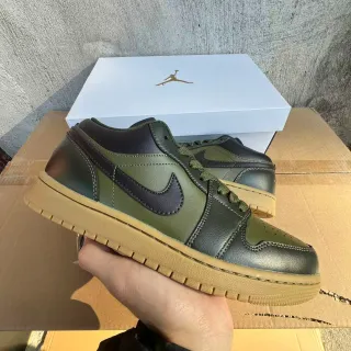 Nike Air Jordan 1 Low Olive Green and Dark Brown Lifestyle Sneakers