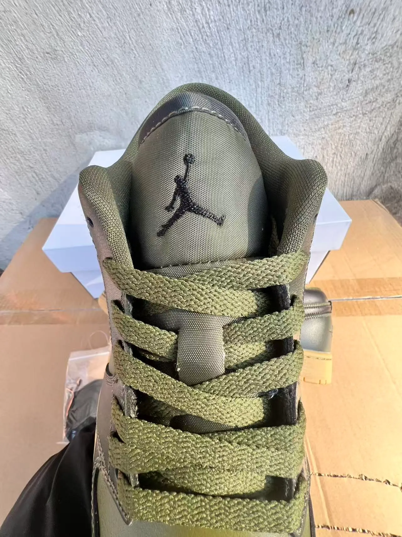 Nike Air Jordan 1 Low Olive Green and Dark Brown Lifestyle Sneakers 4