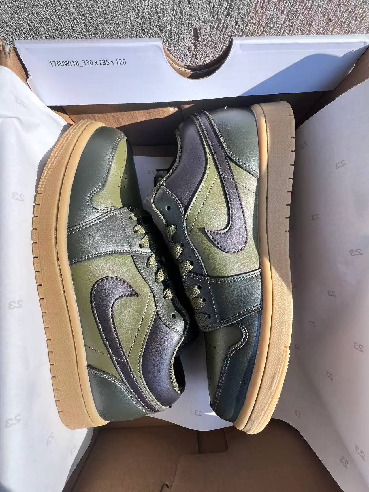 Nike Air Jordan 1 Low Olive Green and Dark Brown Lifestyle Sneakers 9