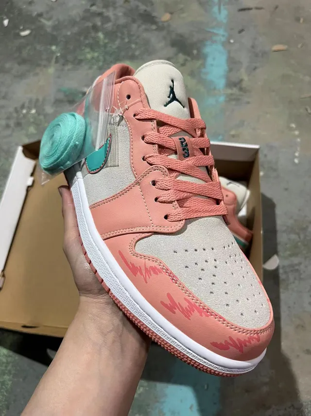Nike Air Jordan 1 Low Peach and Turquoise Lifestyle Sneakers 2
