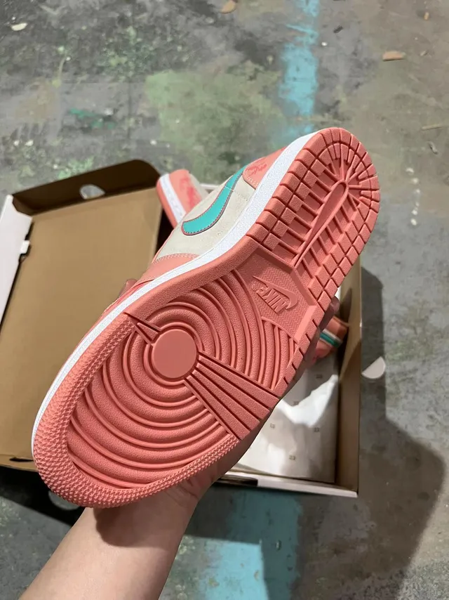 Nike Air Jordan 1 Low Peach and Turquoise Lifestyle Sneakers 4