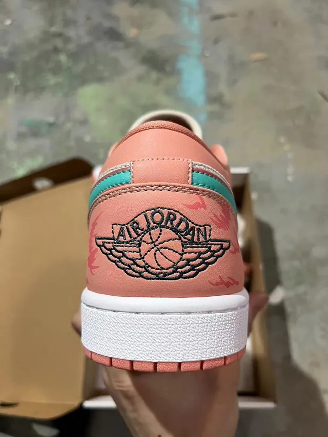Nike Air Jordan 1 Low Peach and Turquoise Lifestyle Sneakers 5