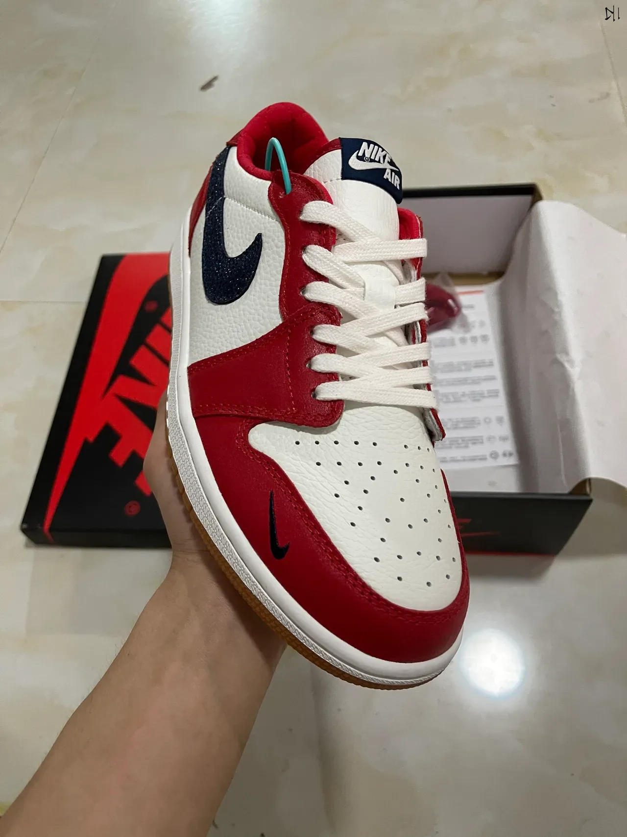 Nike Air Jordan 1 Low Red White Navy Lifestyle Sneakers 2