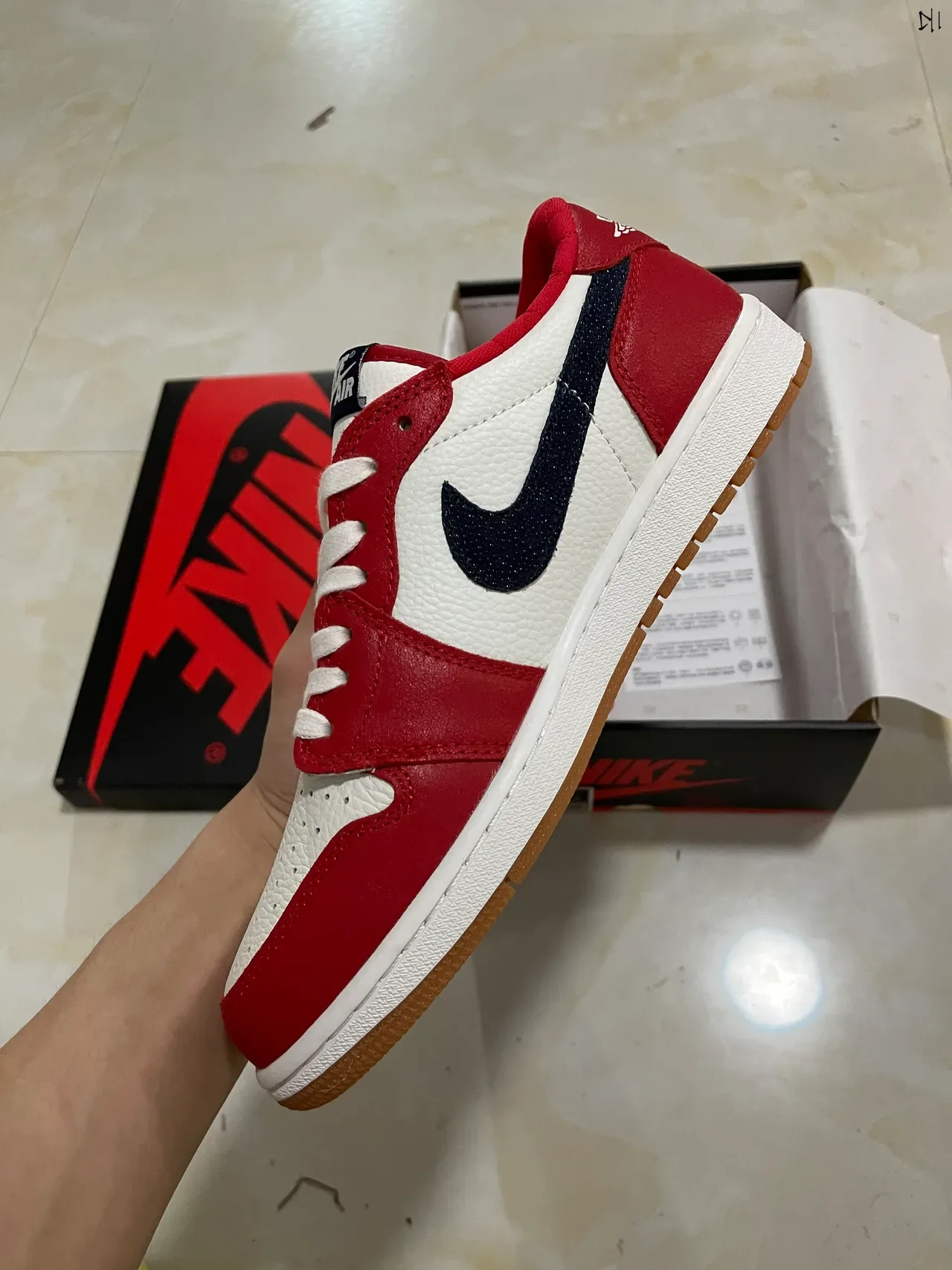 Nike Air Jordan 1 Low Red White Navy Lifestyle Sneakers 4