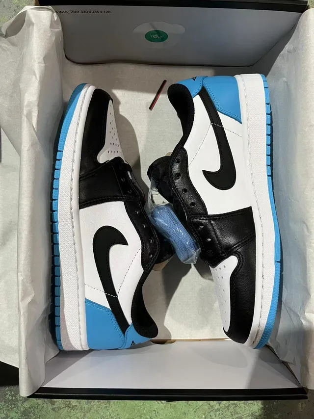 Nike Air Jordan 1 Low White Black University Blue Lifestyle Sneakers 6