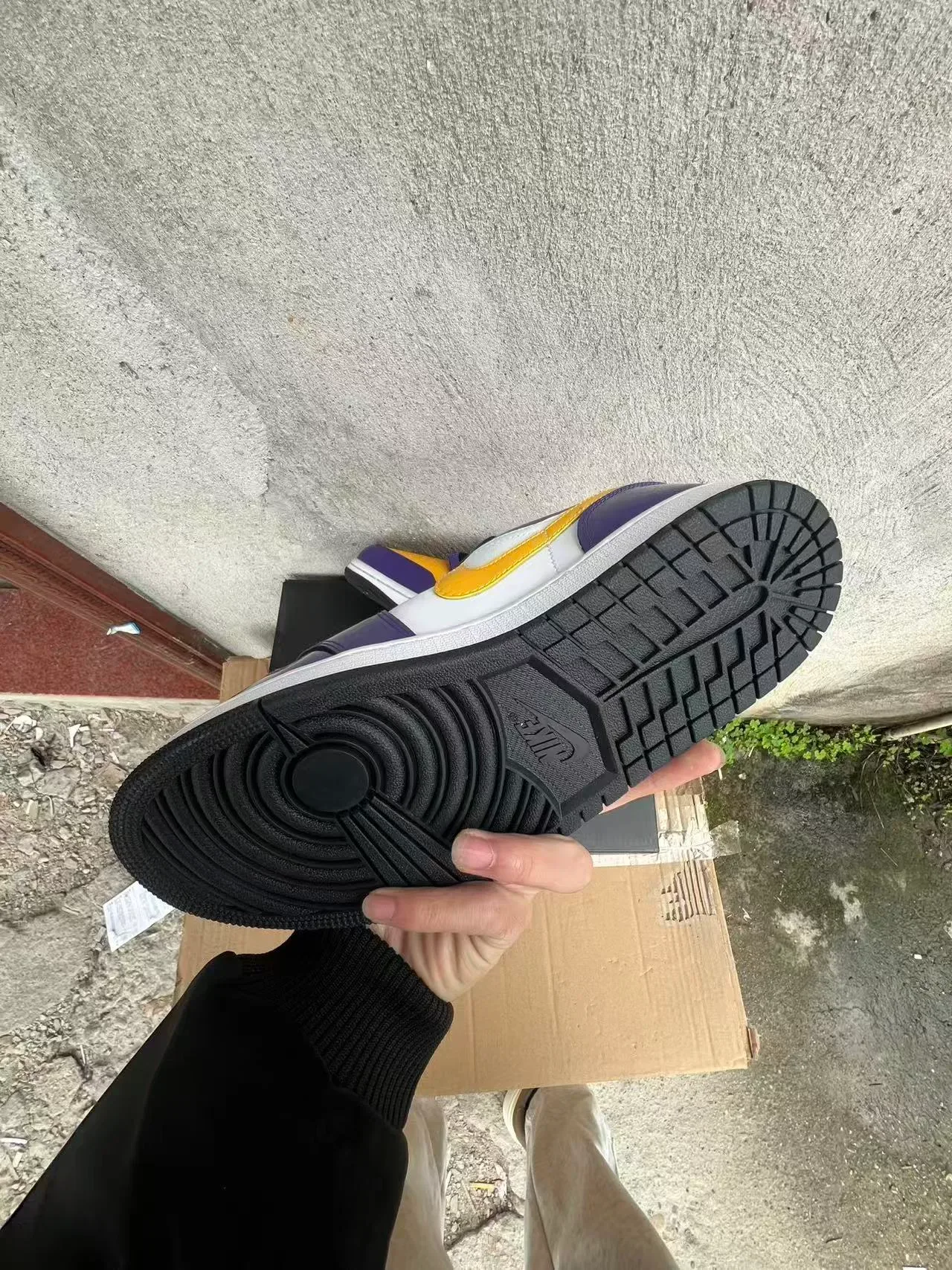 Nike Air Jordan 1 Purple Yellow White Lifestyle Sneakers 6