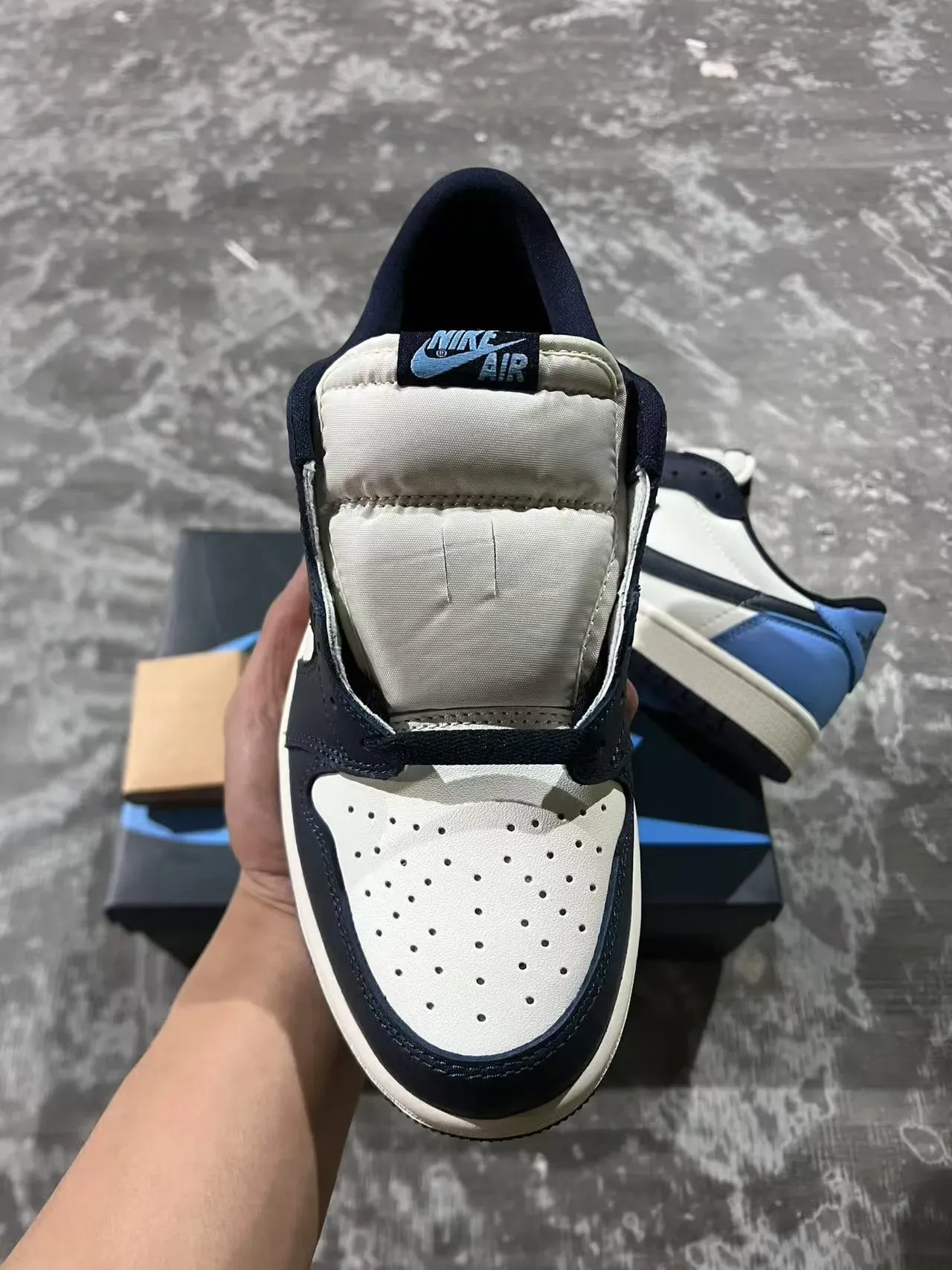 Nike Air Jordan 1 White Navy Light Blue Lifestyle Sneakers 3