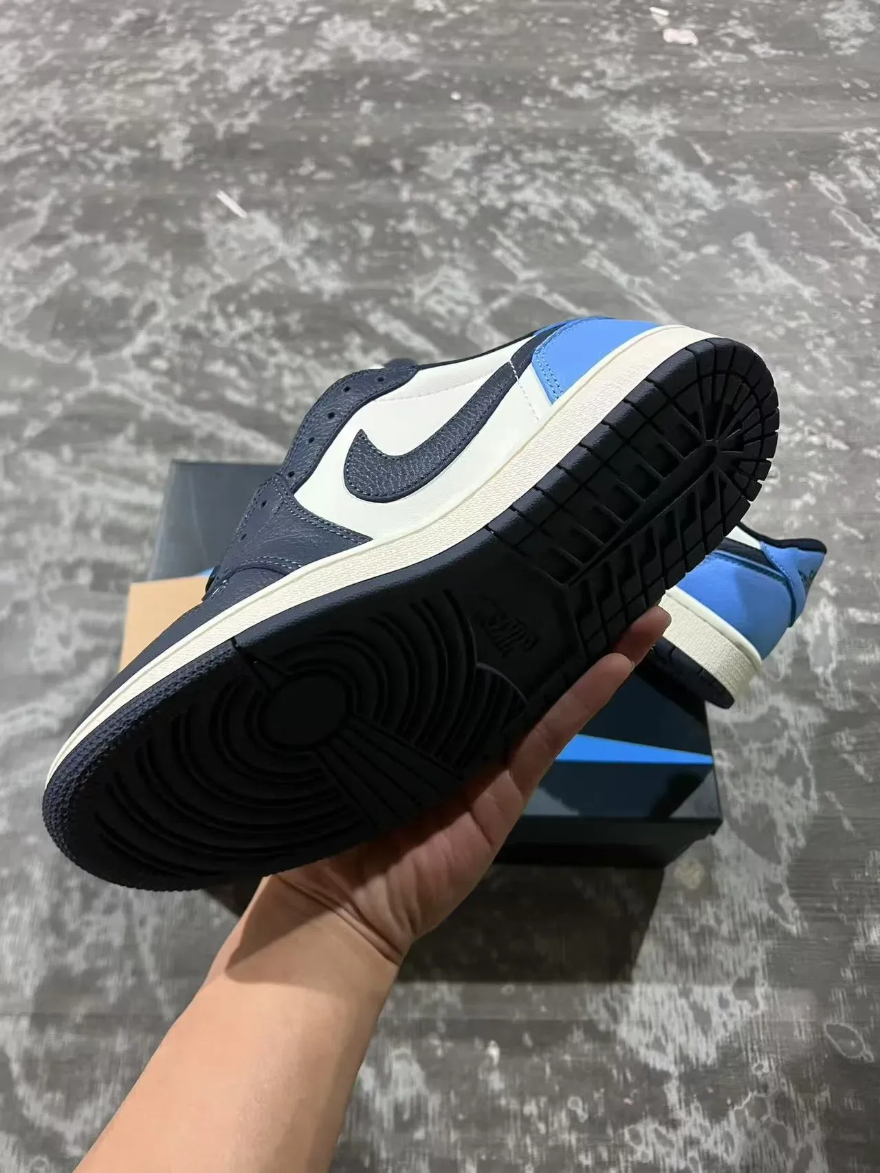 Nike Air Jordan 1 White Navy Light Blue Lifestyle Sneakers 6