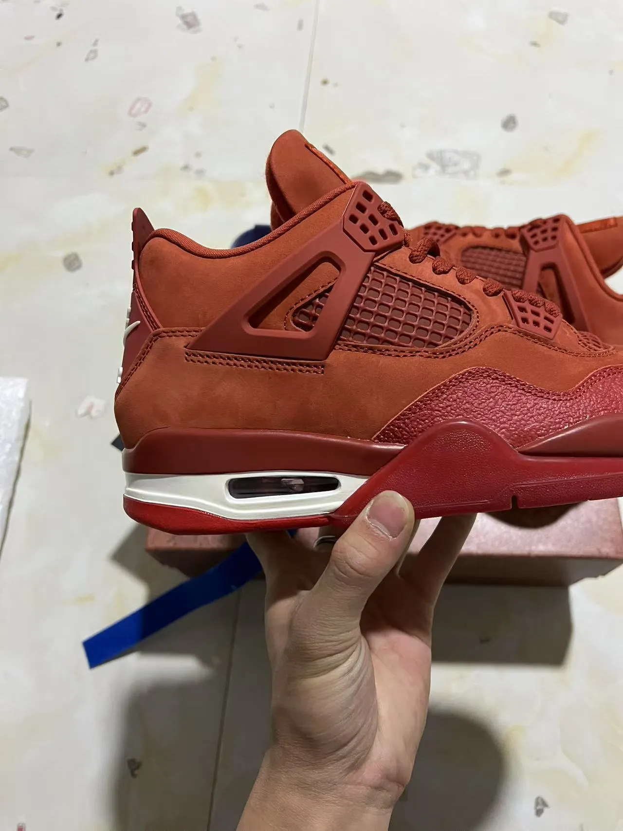 Nike Air Jordan 4 Monochromatic Red Basketball Shoes 7