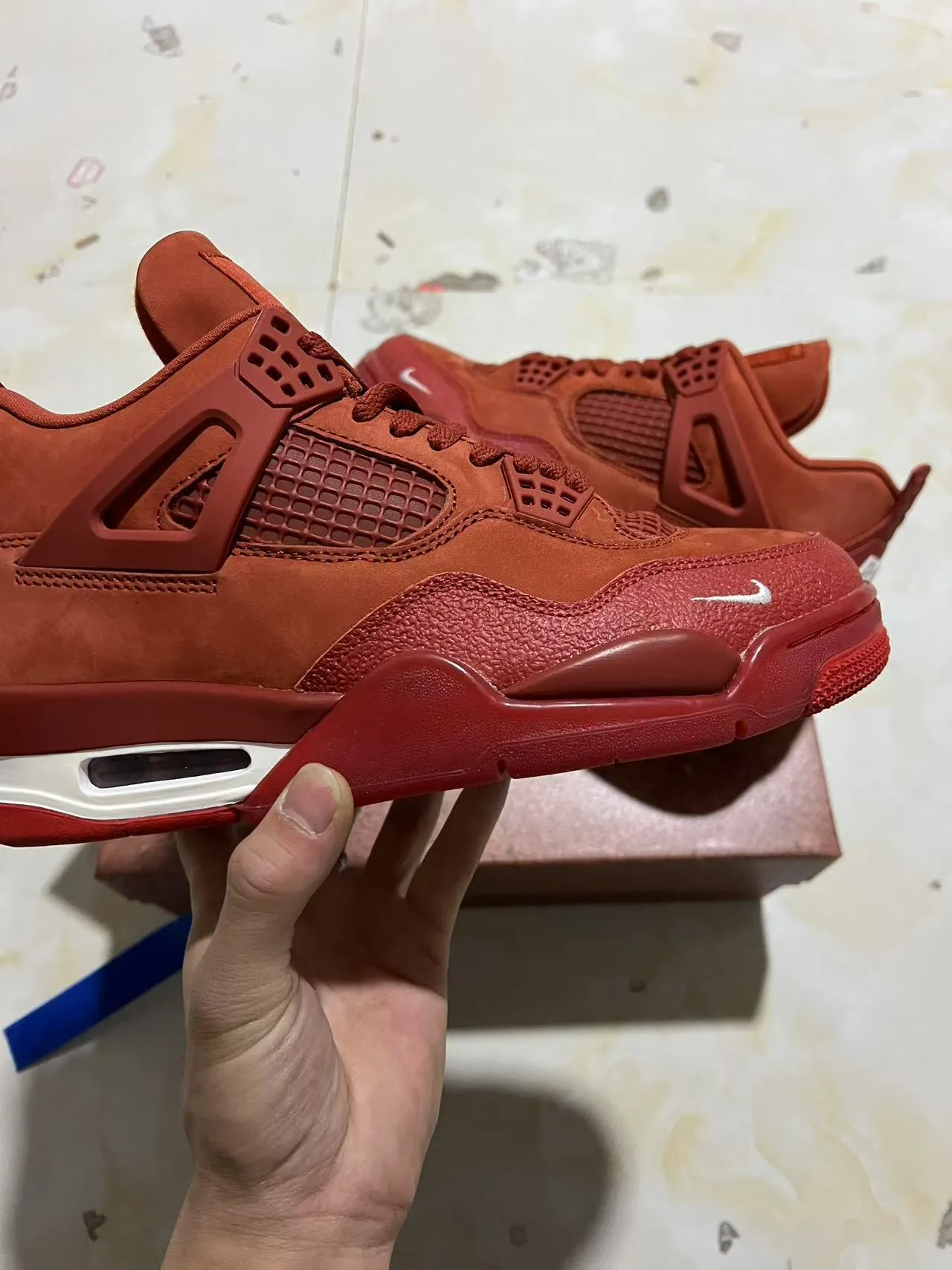 Nike Air Jordan 4 Monochromatic Red Basketball Shoes 8