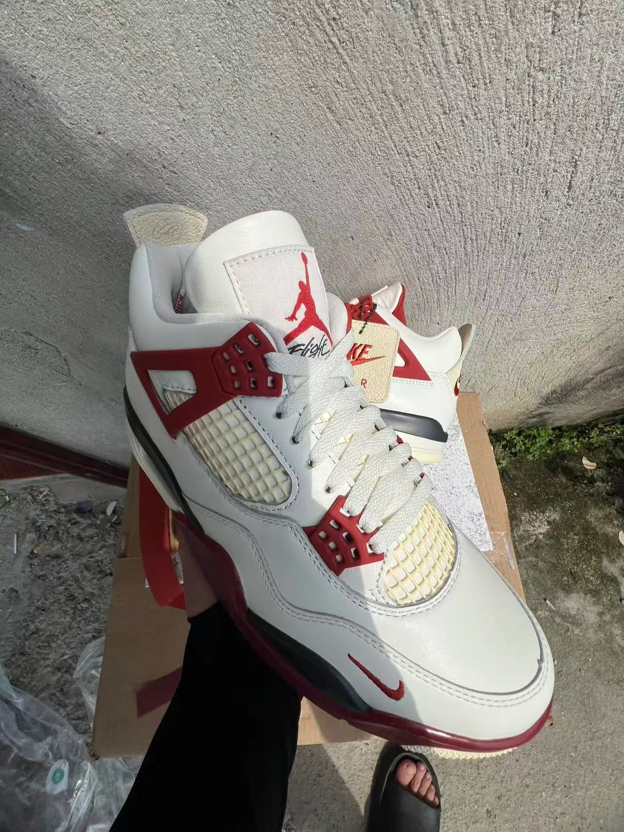 Nike Air Jordan 4 White Red Black Basketball Shoes 2