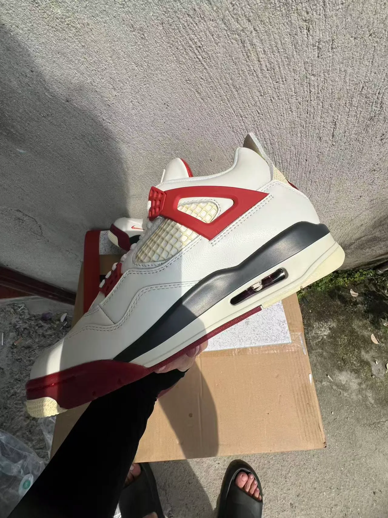 Nike Air Jordan 4 White Red Black Basketball Shoes 5