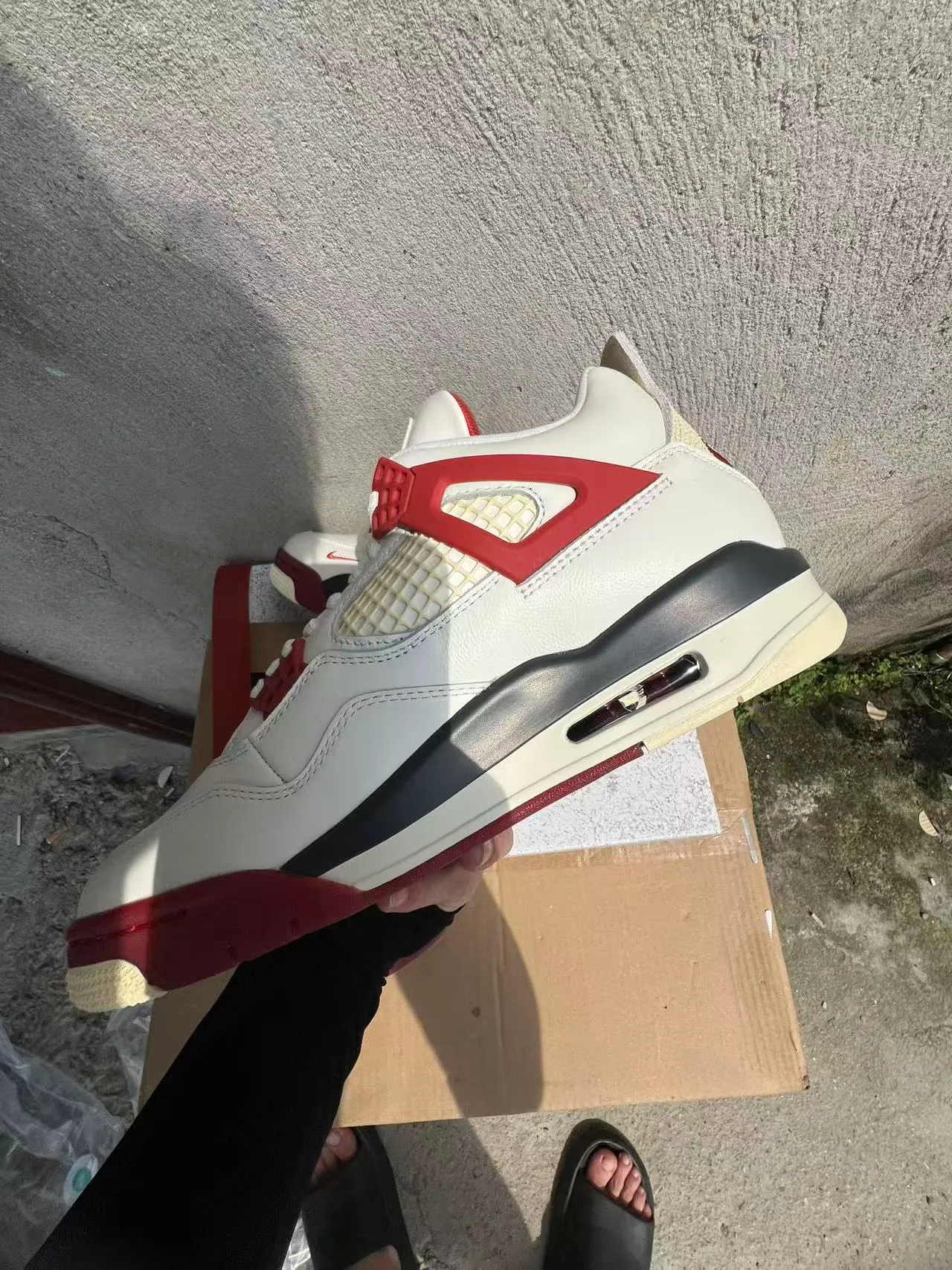 Nike Air Jordan 4 White Red Black Basketball Shoes 6