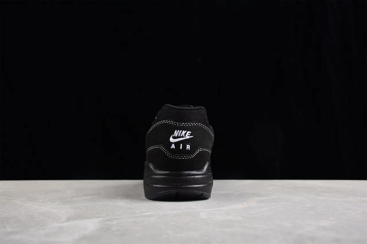 Nike Air Max 1 All-Black Contrast-Stitched Lifestyle Sneakers 12