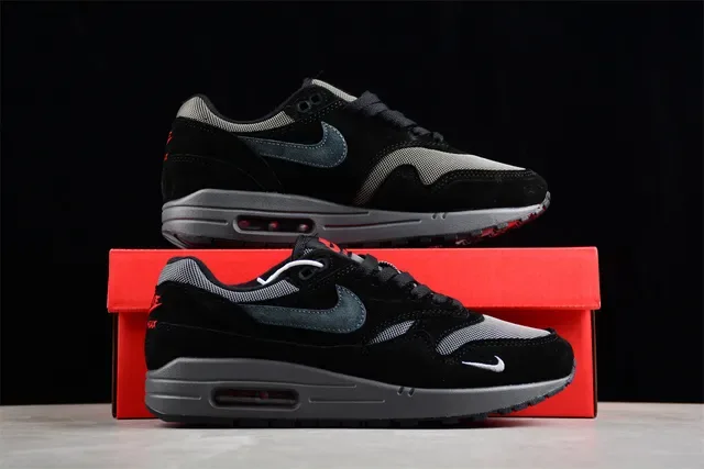 Nike Air Max 1 Black Gray Red Lifestyle Sneakers 15