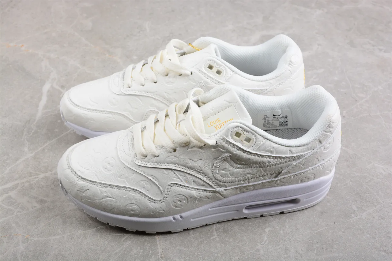 Nike Air Max 1 Monochrome White Embossed Lifestyle Sneakers 9