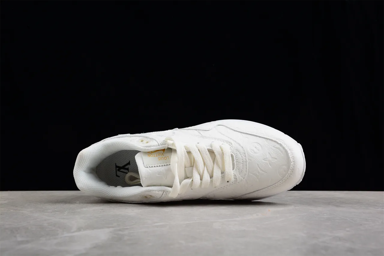 Nike Air Max 1 Monochrome White Embossed Lifestyle Sneakers 12