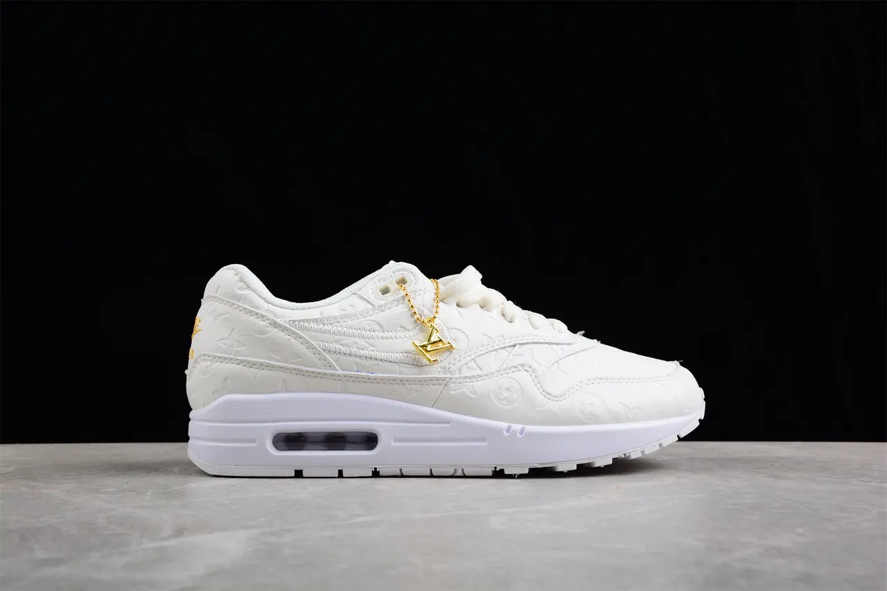Nike Air Max 1 Monochrome White Embossed Lifestyle Sneakers 14