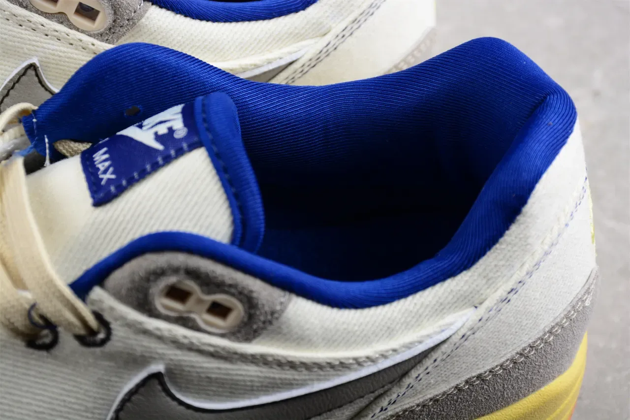 Nike Air Max 1 Off-White Gray Yellow Blue Lifestyle Sneakers 7