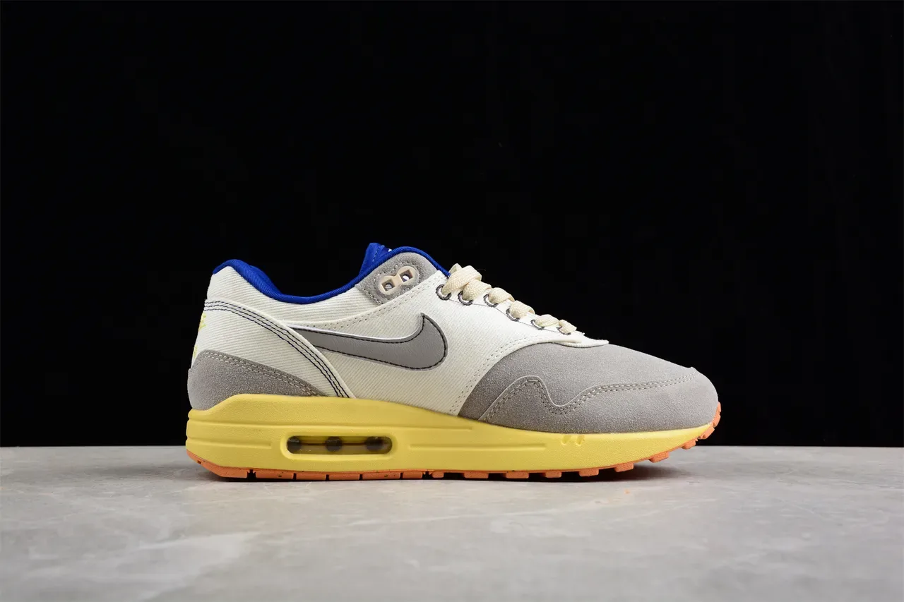 Nike Air Max 1 Off-White Gray Yellow Blue Lifestyle Sneakers 12