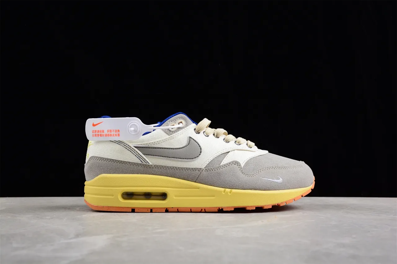 Nike Air Max 1 Off-White Gray Yellow Blue Lifestyle Sneakers 15
