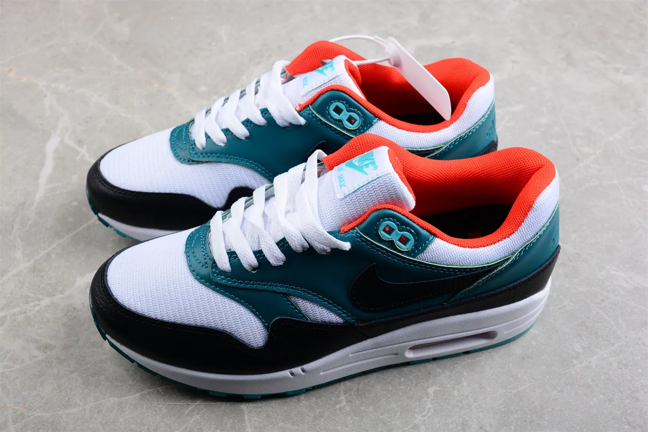 Nike Air Max 1 Teal Black White Orange Lifestyle Sneakers 2