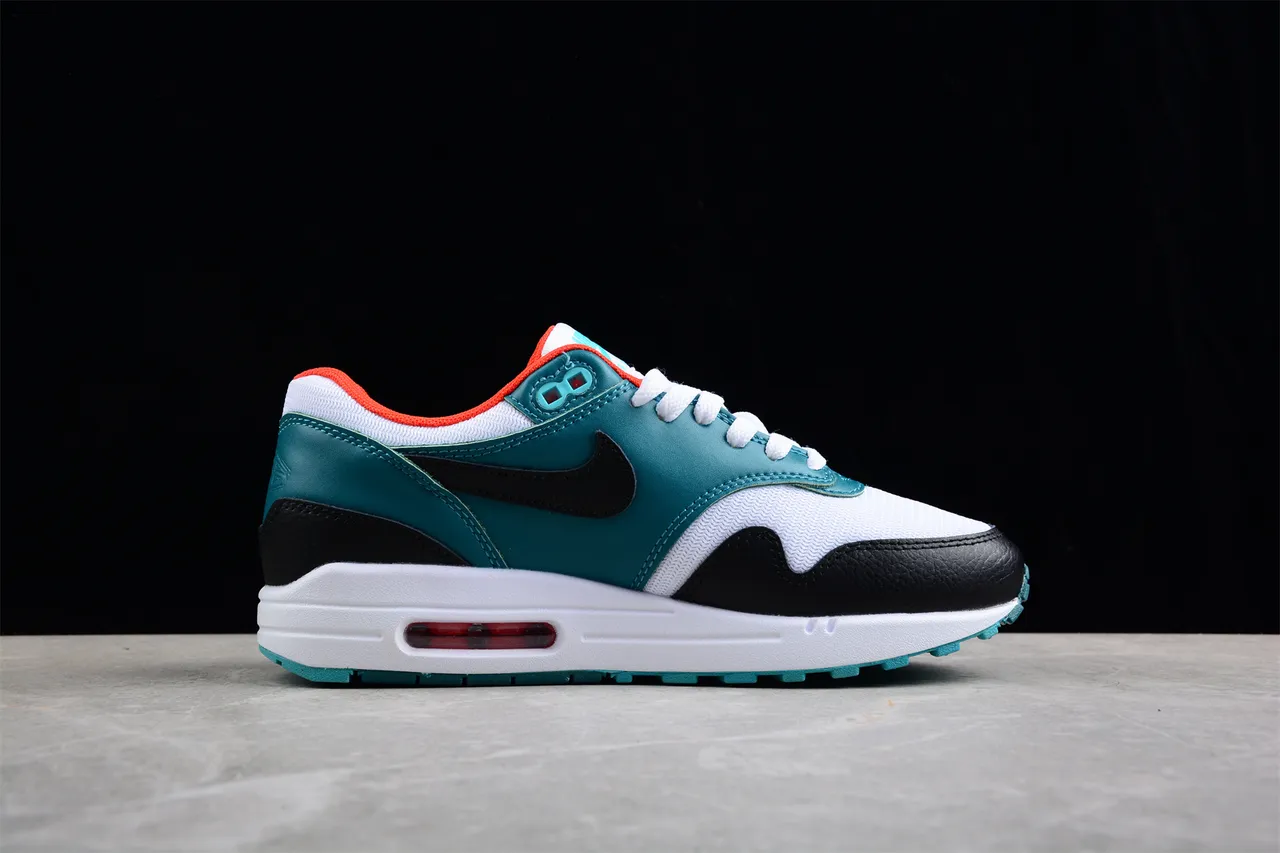 Nike Air Max 1 Teal Black White Orange Lifestyle Sneakers 4