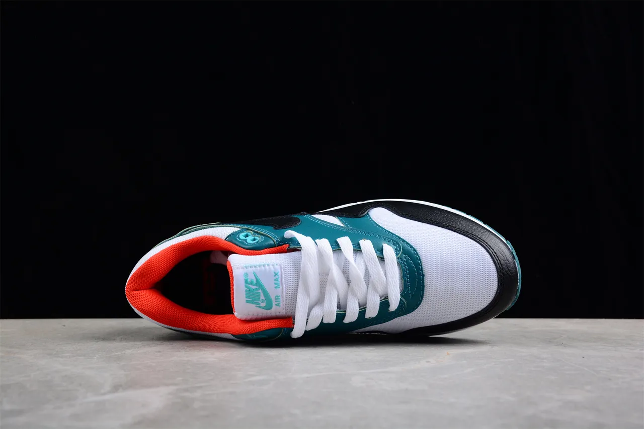 Nike Air Max 1 Teal Black White Orange Lifestyle Sneakers 5