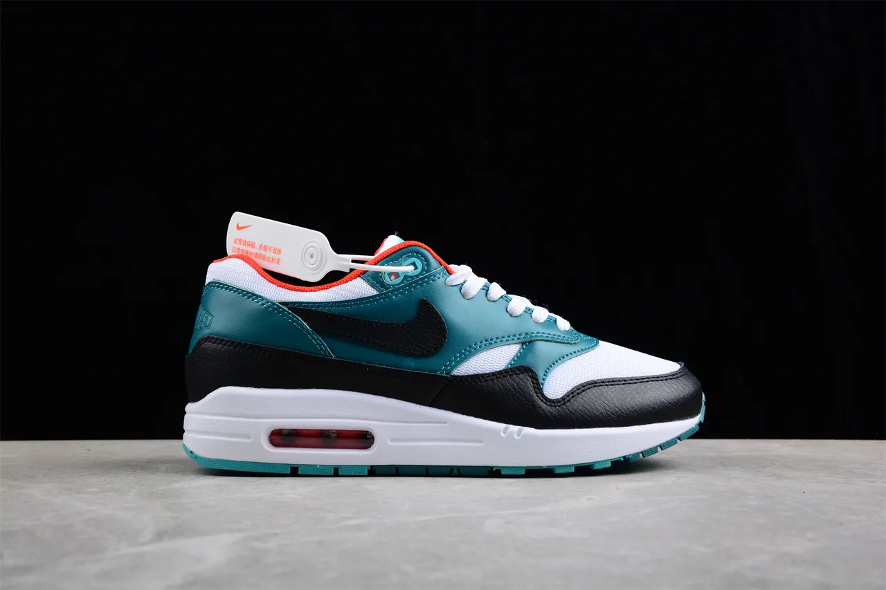 Nike Air Max 1 Teal Black White Orange Lifestyle Sneakers 7