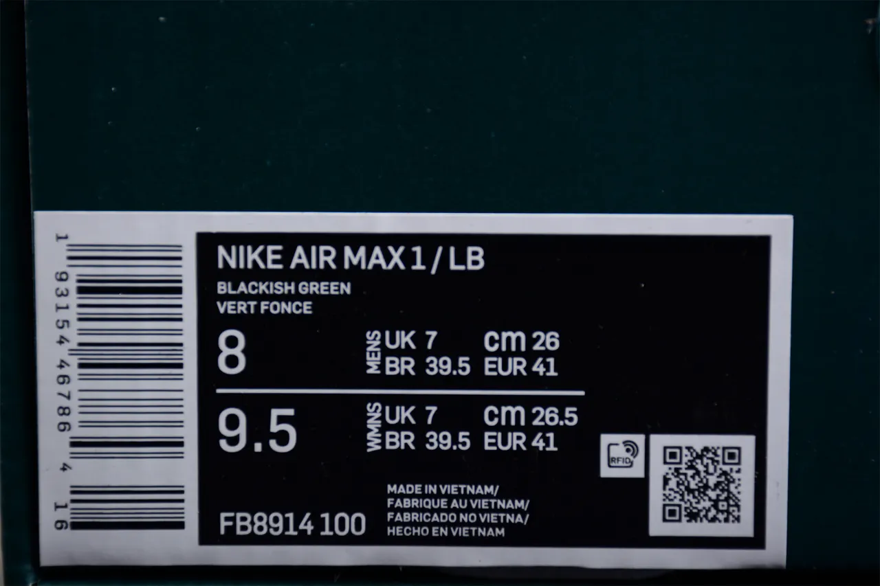 Nike Air Max 1 Teal Black White Orange Lifestyle Sneakers 9