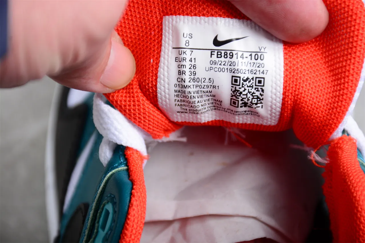 Nike Air Max 1 Teal Black White Orange Lifestyle Sneakers 10