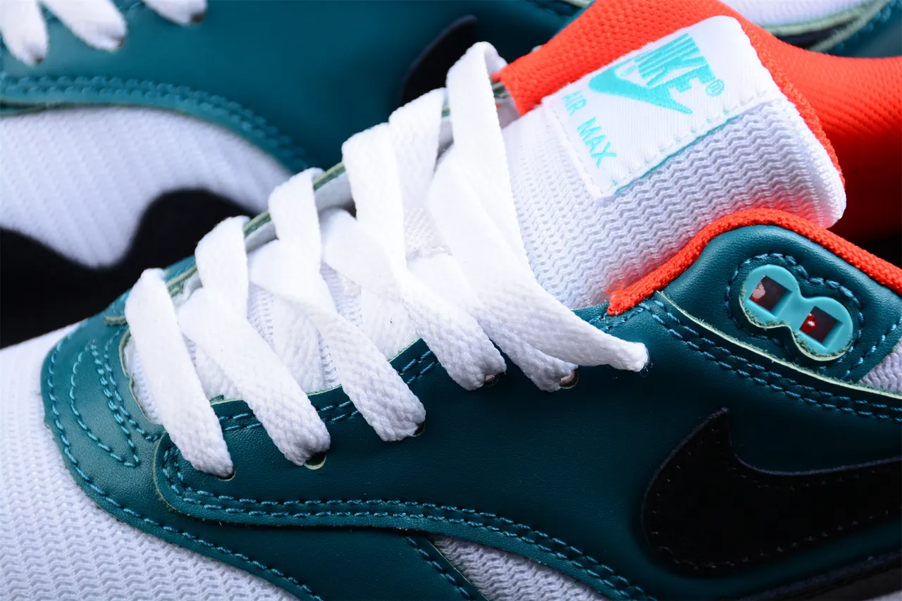 Nike Air Max 1 Teal Black White Orange Lifestyle Sneakers 14